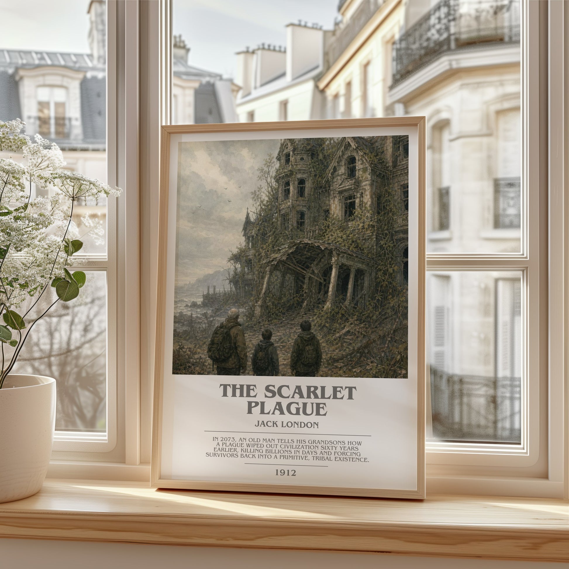 The Scarlet Plague bookish poster colour and style options – Jack London book art