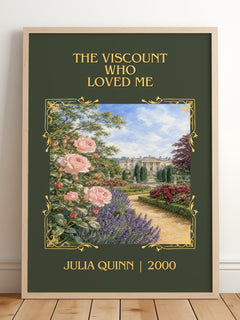 The Viscount Who Loved Me Classic Book Art Print by Julia Quinn – framed print leaning on a wooden floor