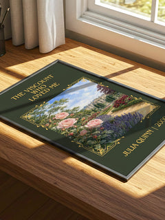 The Viscount Who Loved Me Classic Book Art Print by Julia Quinn – print on a sunlit desk