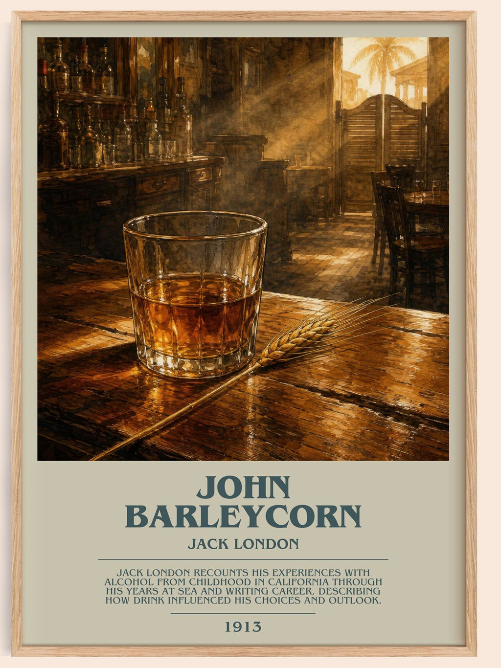 John Barleycorn bookish book poster by Jack London – framed literary art print