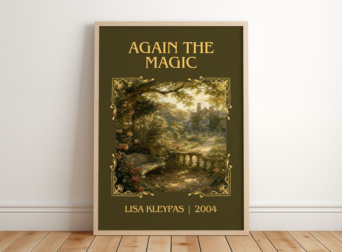 Again the Magic Classic Book Art Print by Lisa Kleypas – framed print leaning on a wooden floor