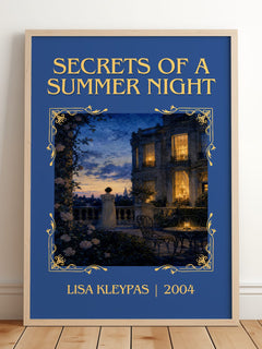 Secrets of a Summer Night Classic Book Art Print by Lisa Kleypas – framed print leaning on a wooden floor