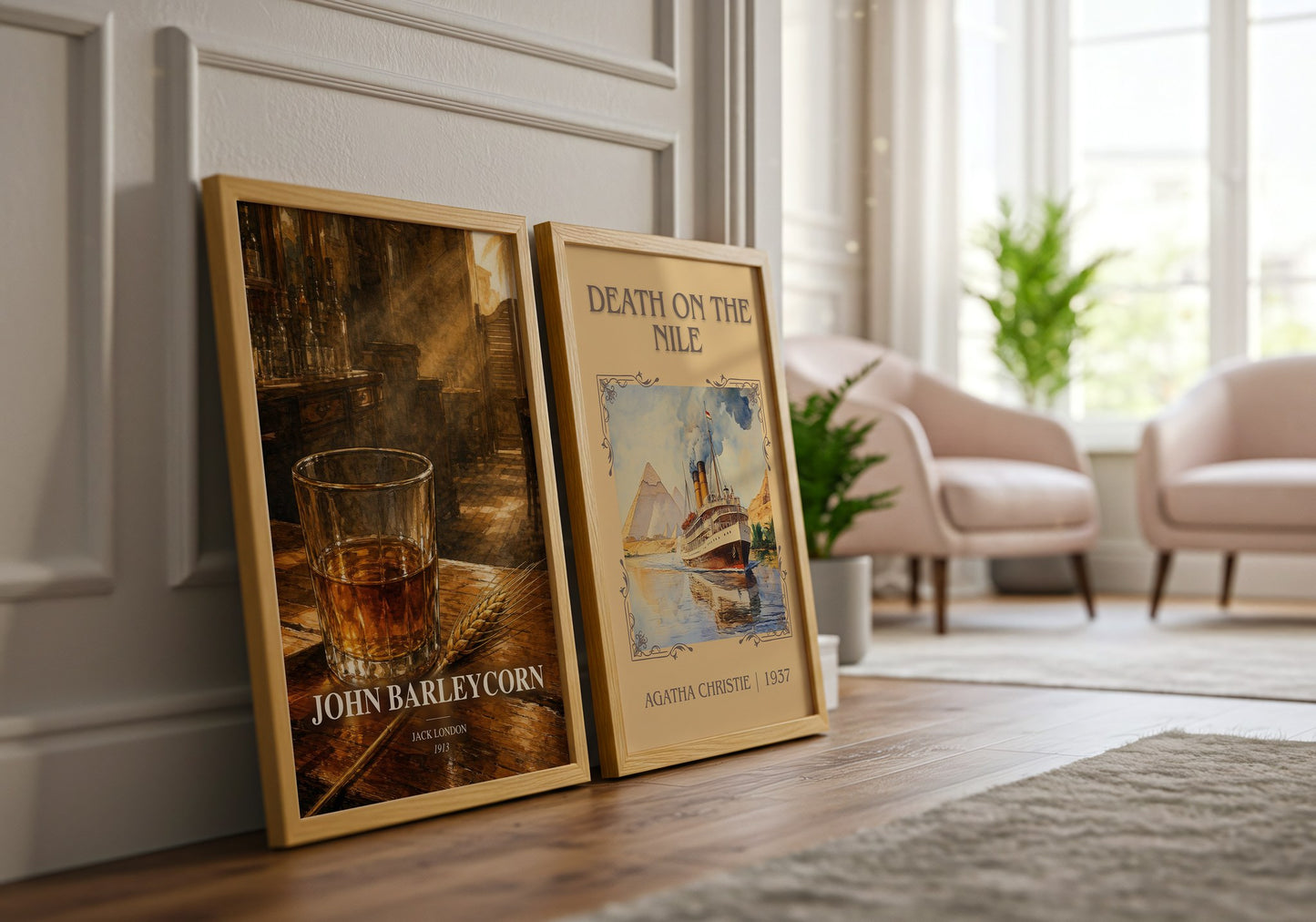 John Barleycorn watercolour print framed by window – literary home decor