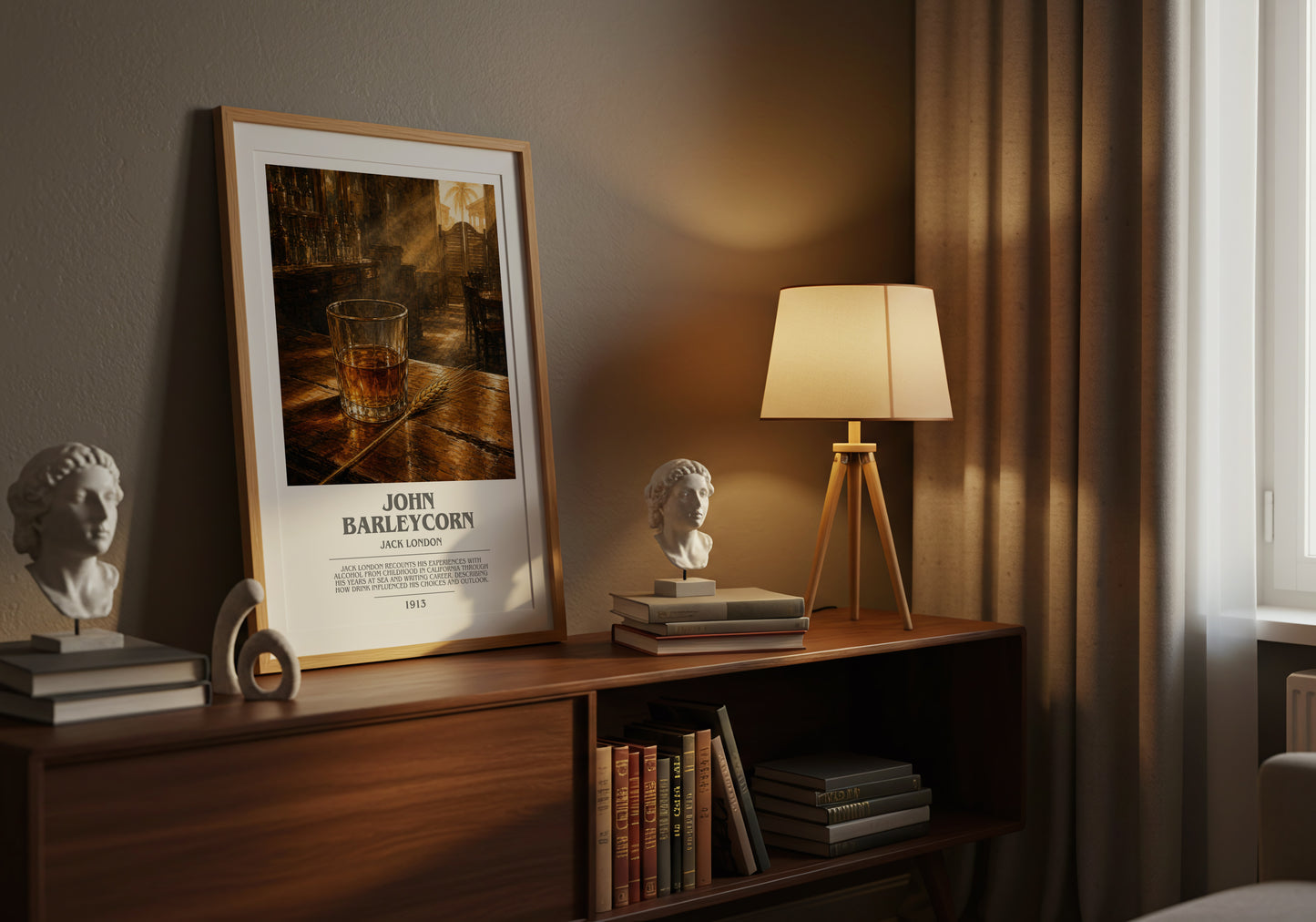 John Barleycorn bookish book poster framed on wall – memoir wall art
