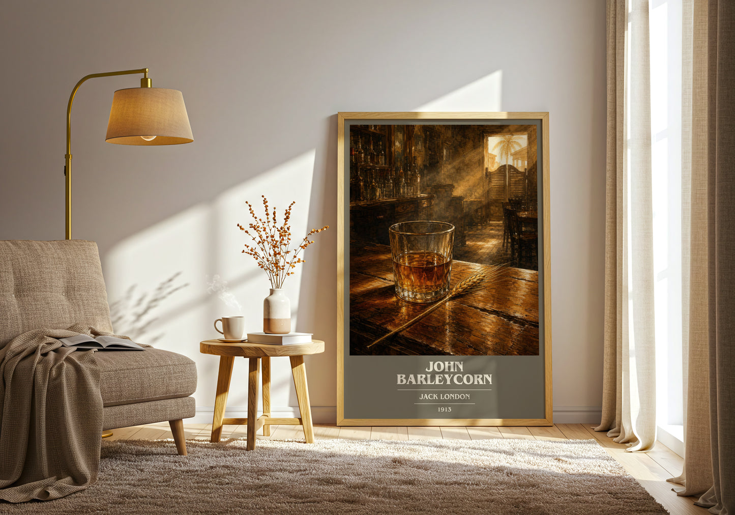 John Barleycorn book cover print on bookshelf – Jack London fan gift