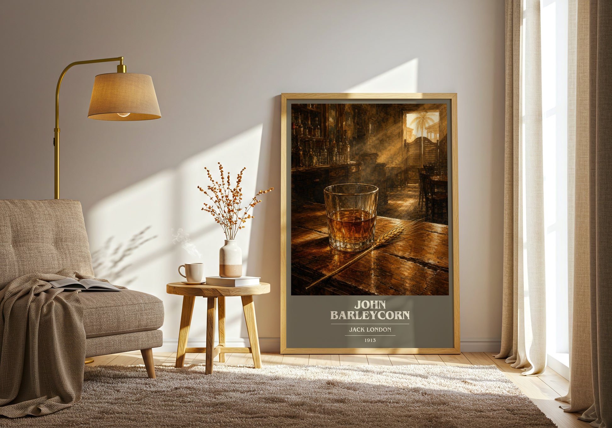 John Barleycorn book cover print on bookshelf – Jack London fan gift