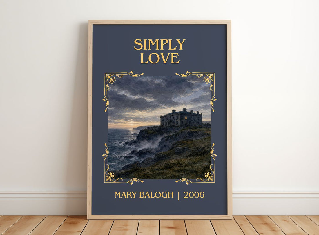 Simply Love Classic Book Art Print by Mary Balogh – framed print leaning on a wooden floor