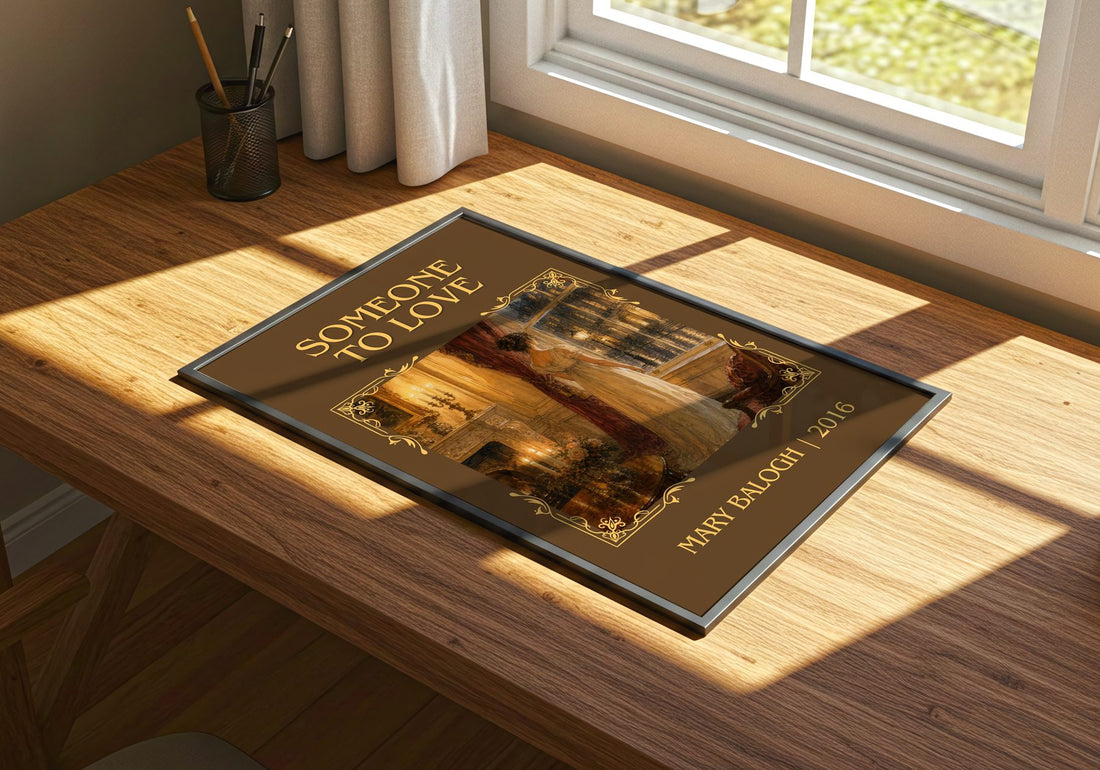 Someone to Love Classic Book Art Print by Mary Balogh – print on a sunlit desk