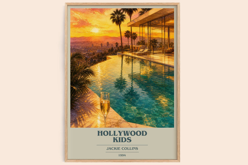 Hollywood Kids book cover book poster by Jackie Collins – framed literary art print