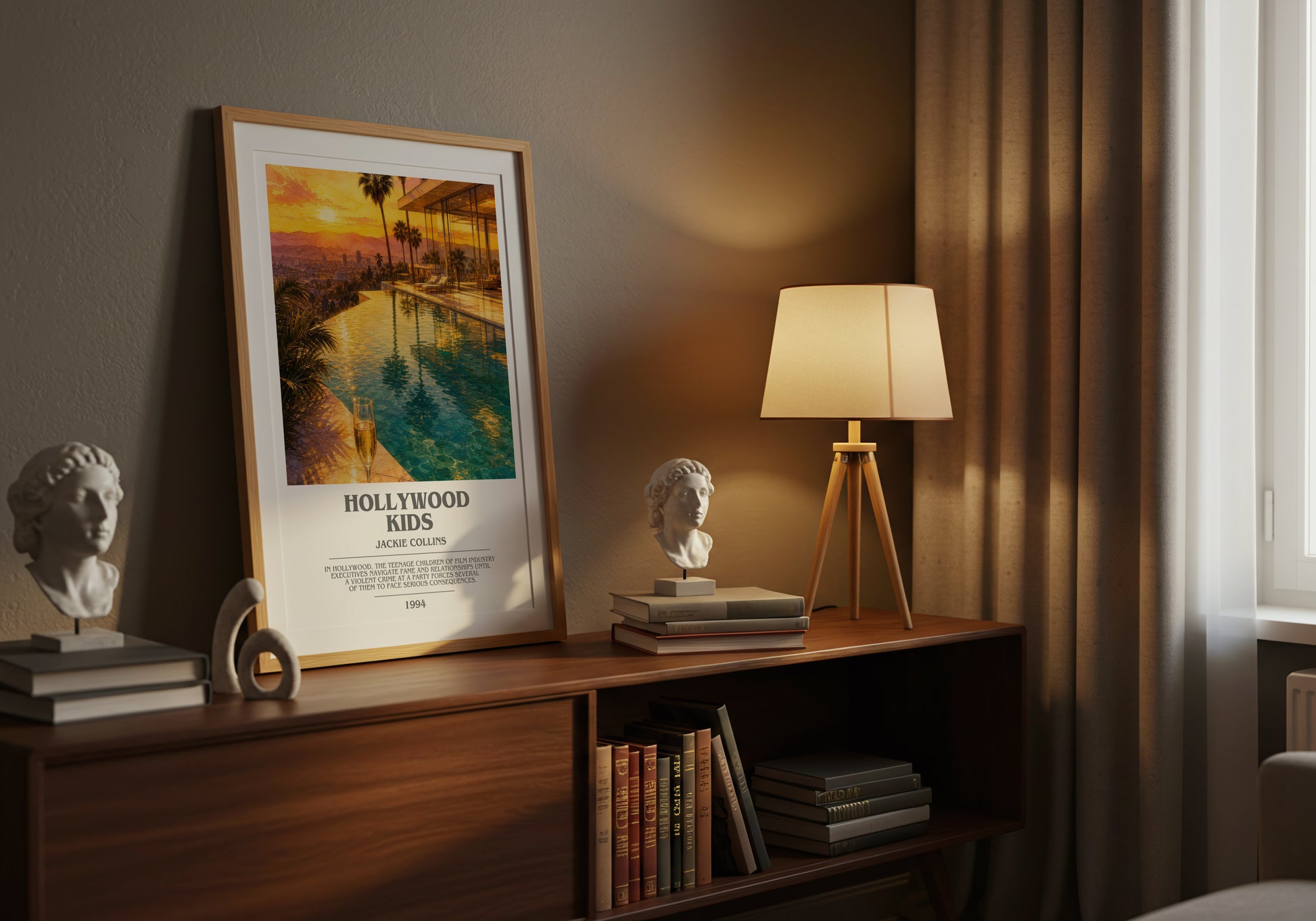 Hollywood Kids bookish book poster framed on wall – contemporary fiction wall art