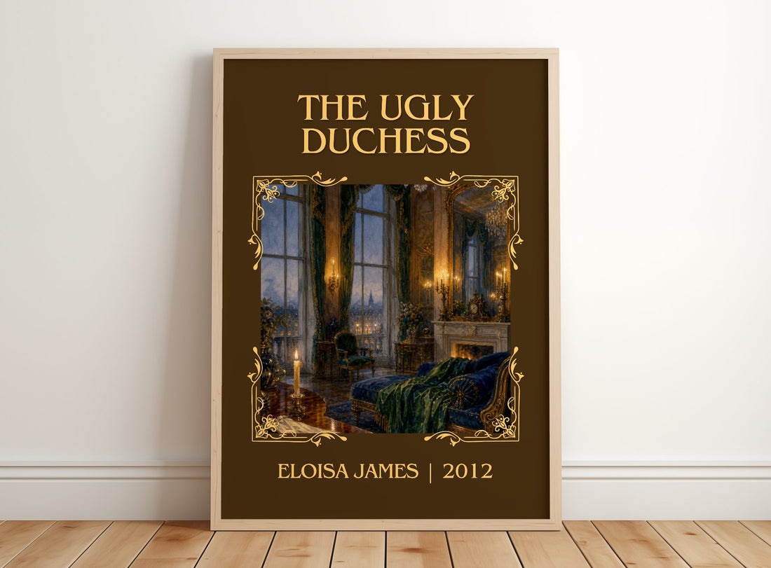 The Ugly Duchess Classic Book Art Print by Eloisa James – framed print leaning on a wooden floor