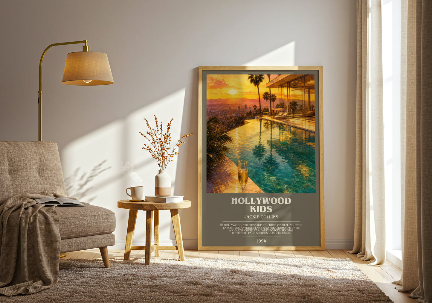 Hollywood Kids bookish print on bookshelf – Jackie Collins fan gift