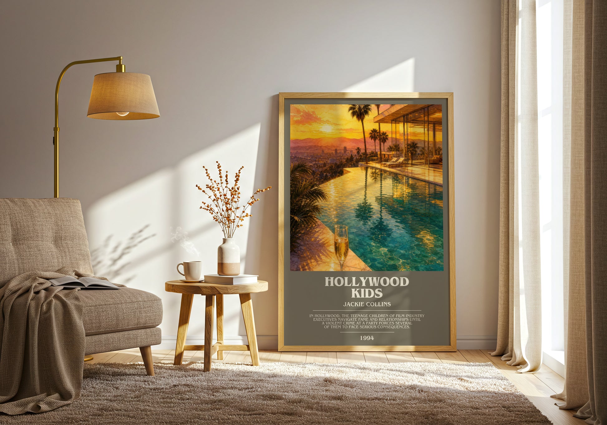 Hollywood Kids bookish print on bookshelf – Jackie Collins fan gift