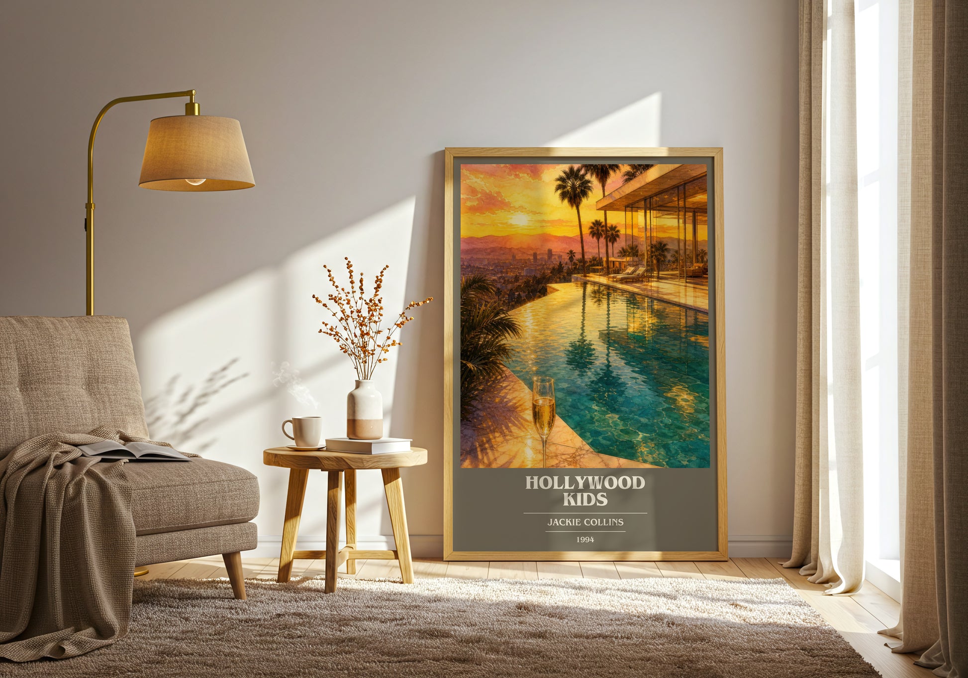 Hollywood Kids book cover print on bookshelf – Jackie Collins fan gift