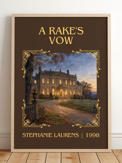 A Rake's Vow Classic Book Art Print by Stephanie Laurens – framed print leaning on a wooden floor