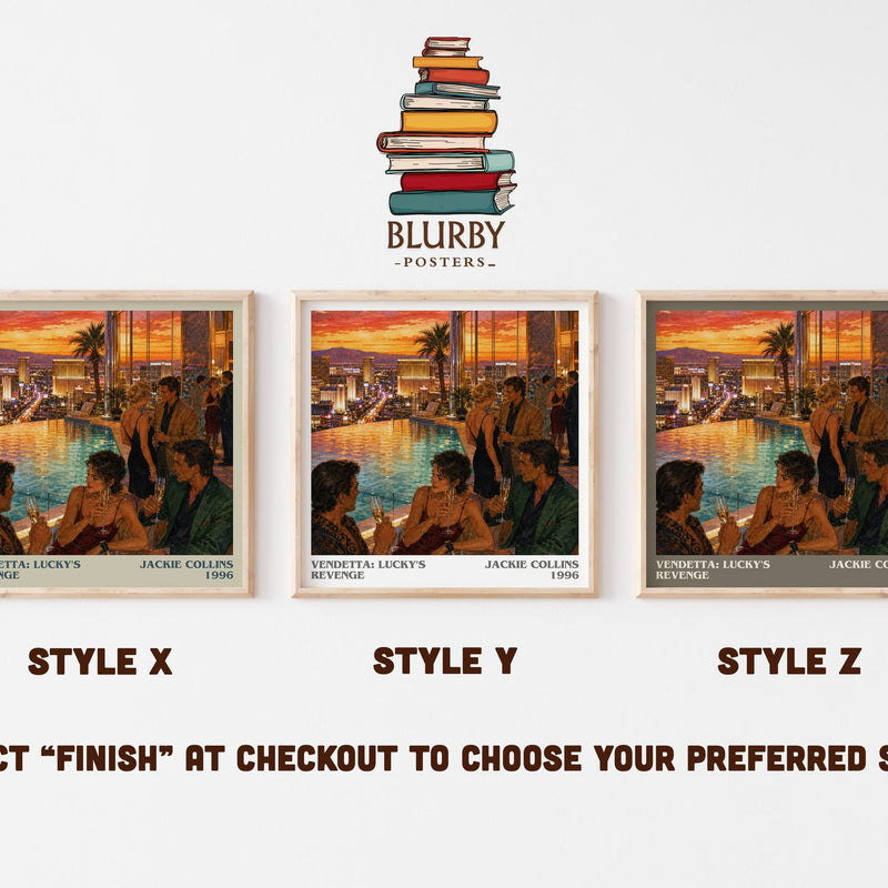 Vendetta: Lucky'S Revenge literary print in frame leaning in hallway – contemporary fiction wall art