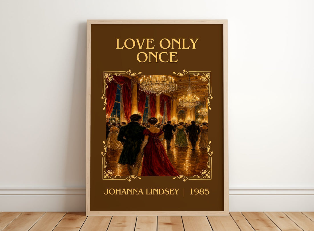 Love Only Once Classic Book Art Print by Johanna Lindsey – framed print leaning on a wooden floor