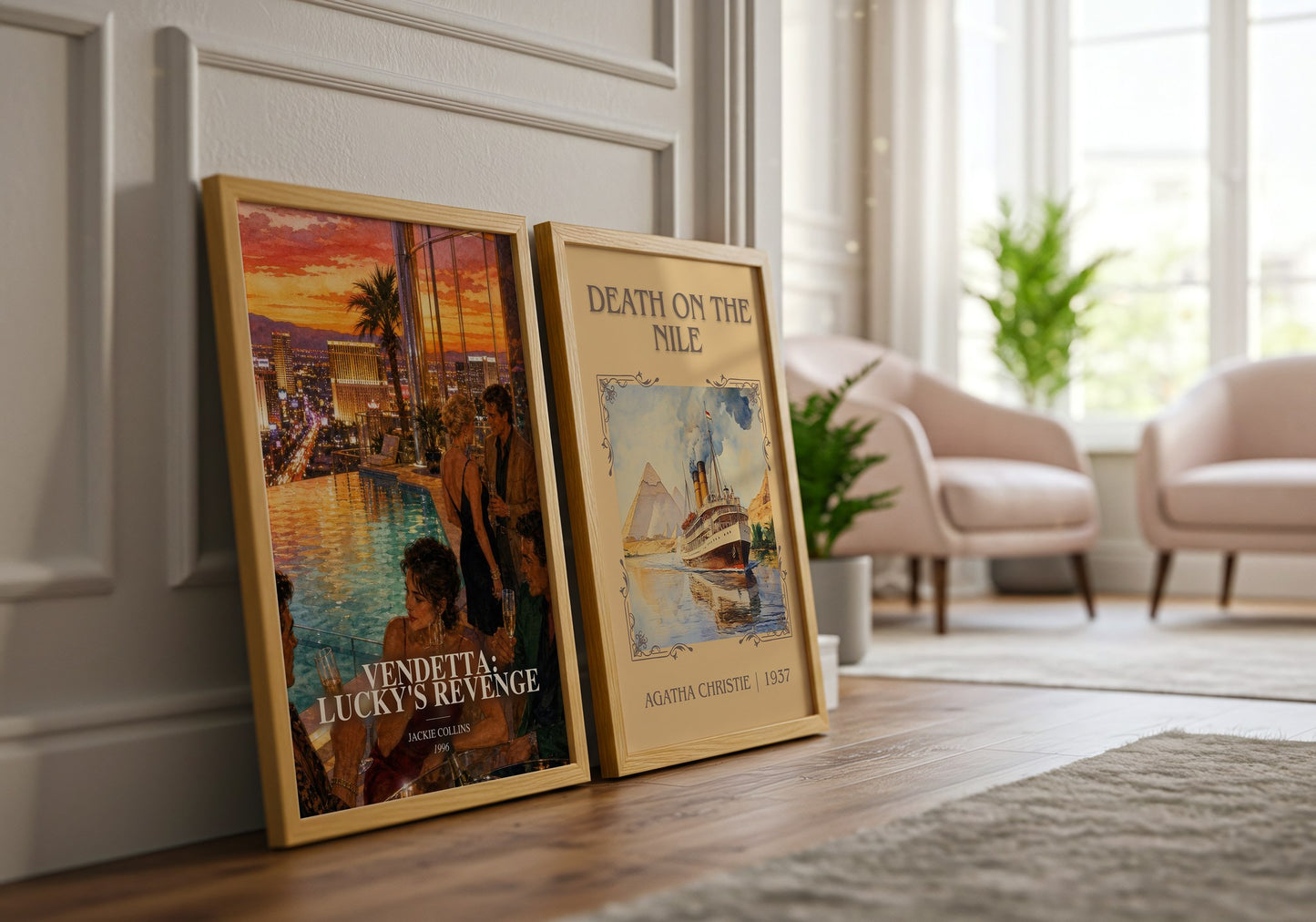 Vendetta: Lucky'S Revenge watercolour print framed by window – literary home decor