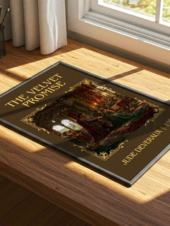 The Velvet Promise Classic Book Art Print by Jude Deveraux – print on a sunlit desk
