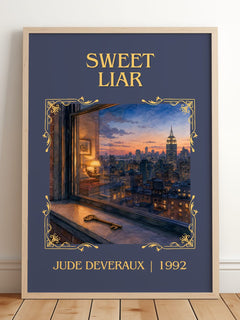 Sweet Liar Classic Book Art Print by Jude Deveraux – framed print leaning on a wooden floor