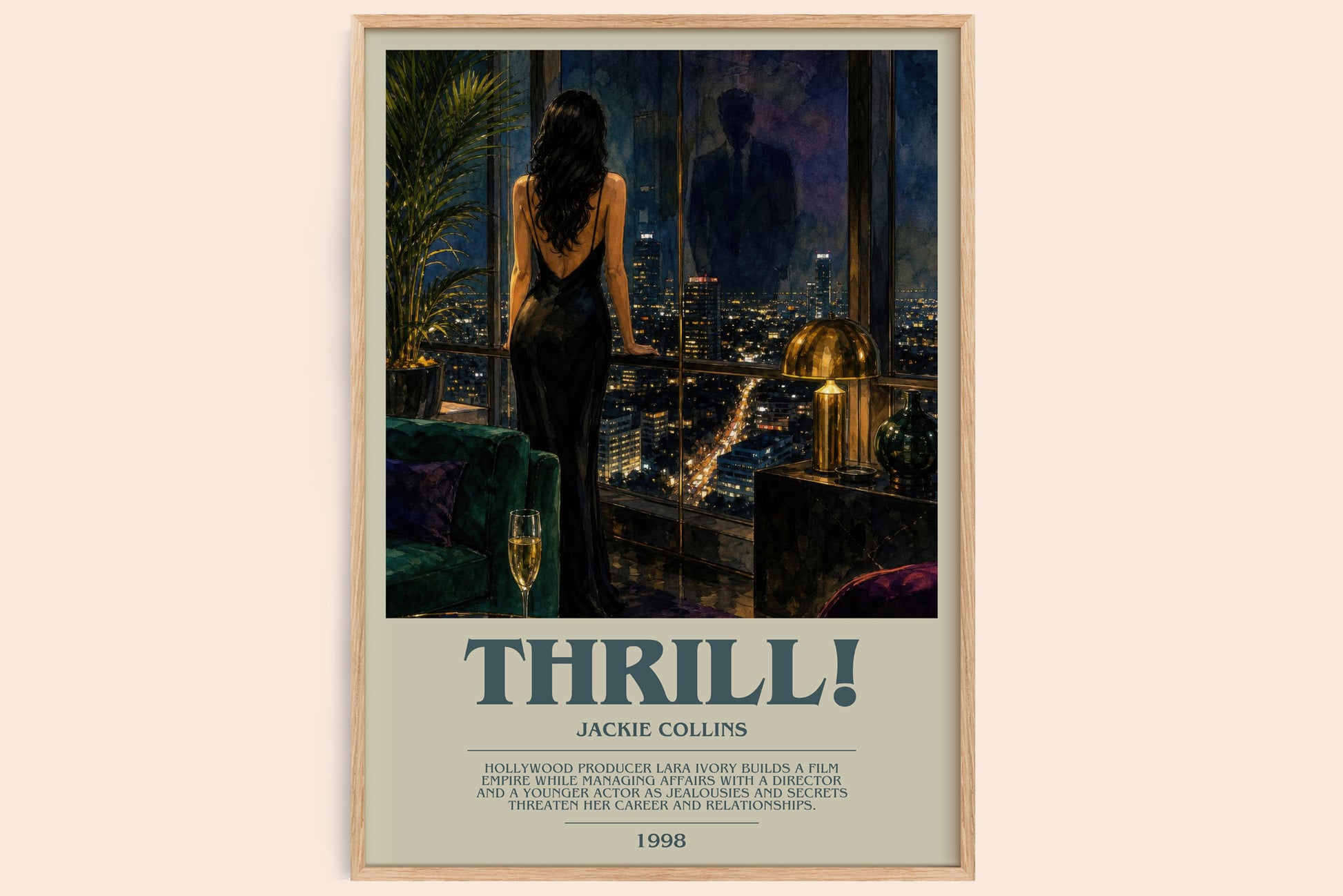 Thrill! bookish book poster by Jackie Collins – framed literary art print