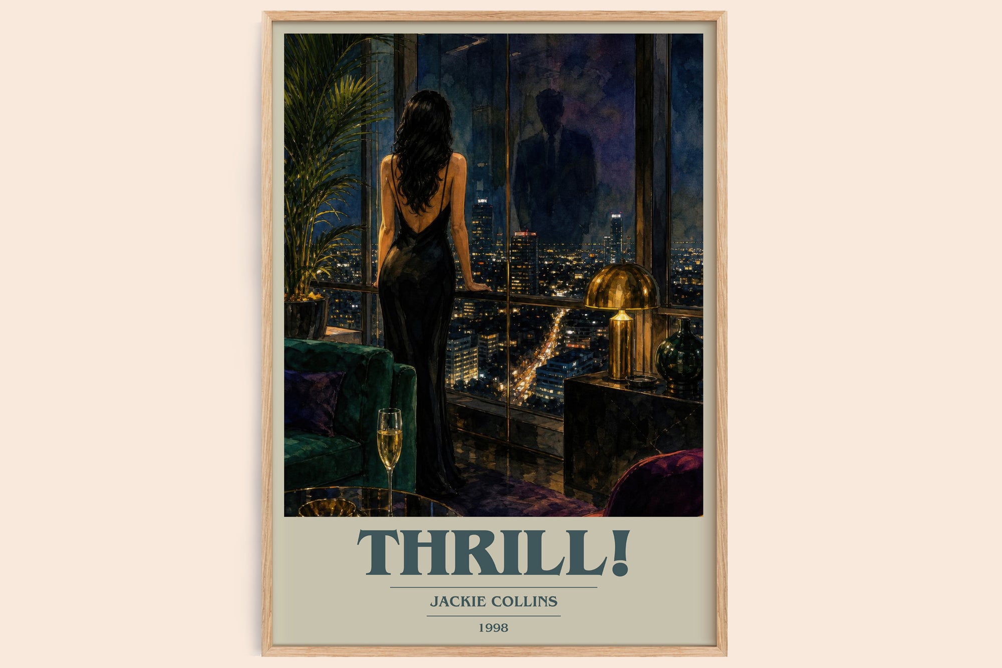 Thrill! book cover book poster by Jackie Collins – framed literary art print
