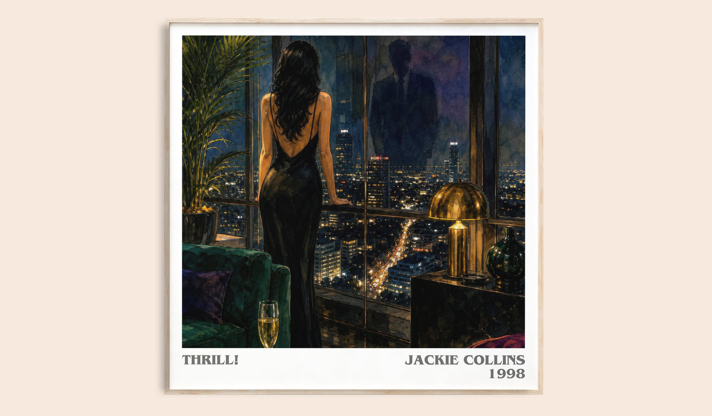 Thrill! literary book poster by Jackie Collins – framed literary art print