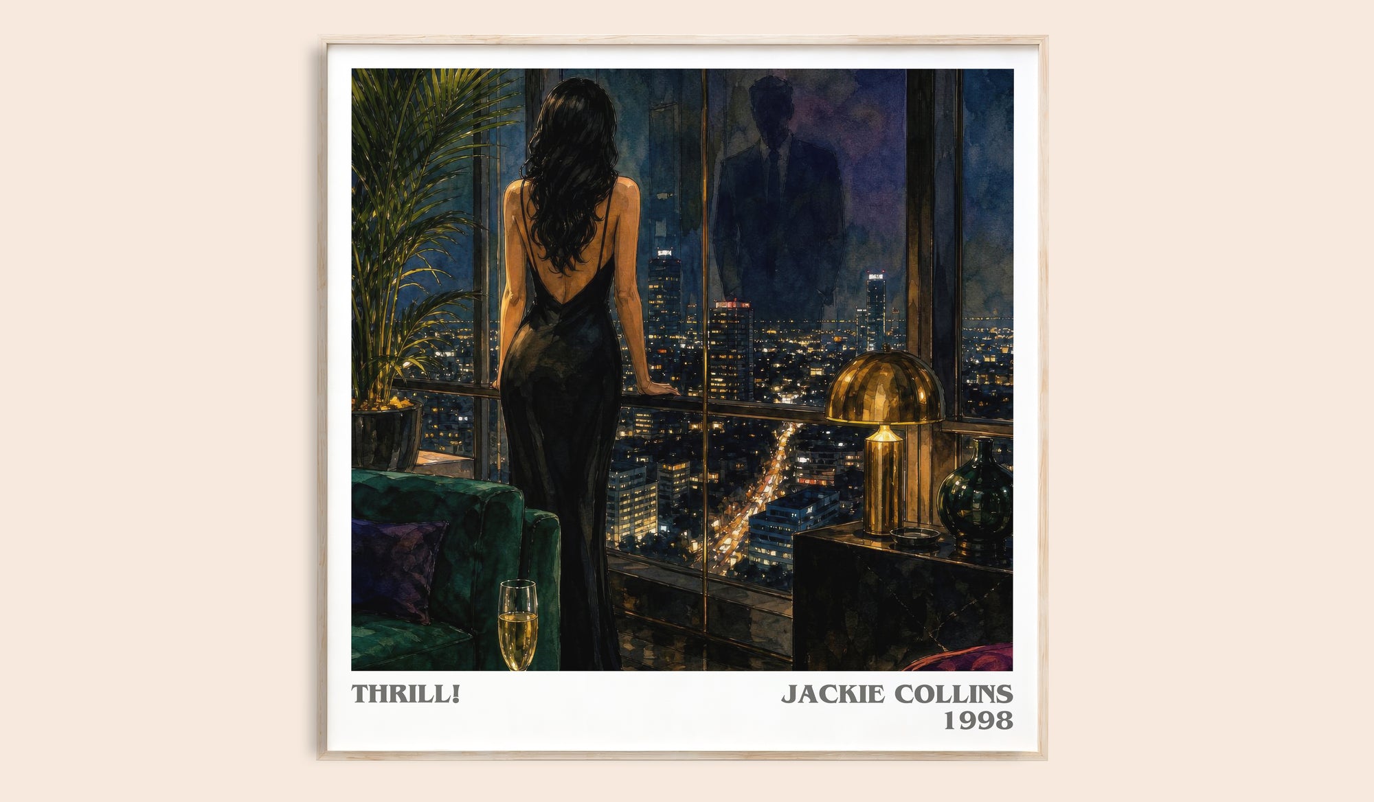 Thrill! literary book poster by Jackie Collins – framed literary art print