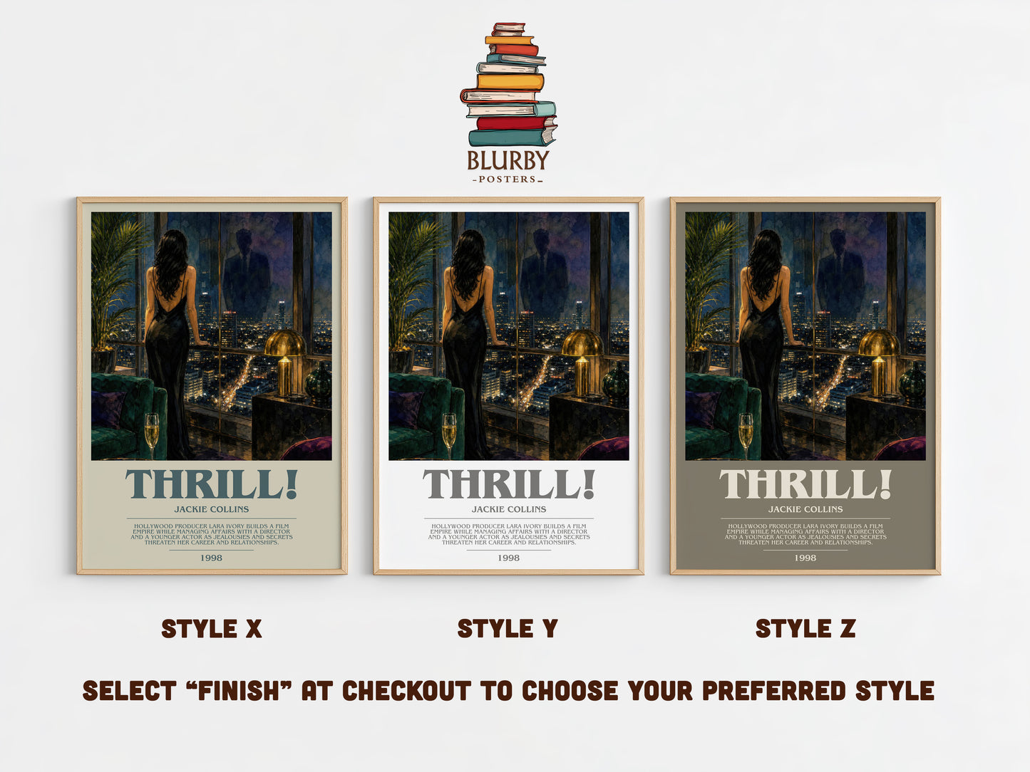 Thrill! bookish print in frame leaning in hallway – romance wall art