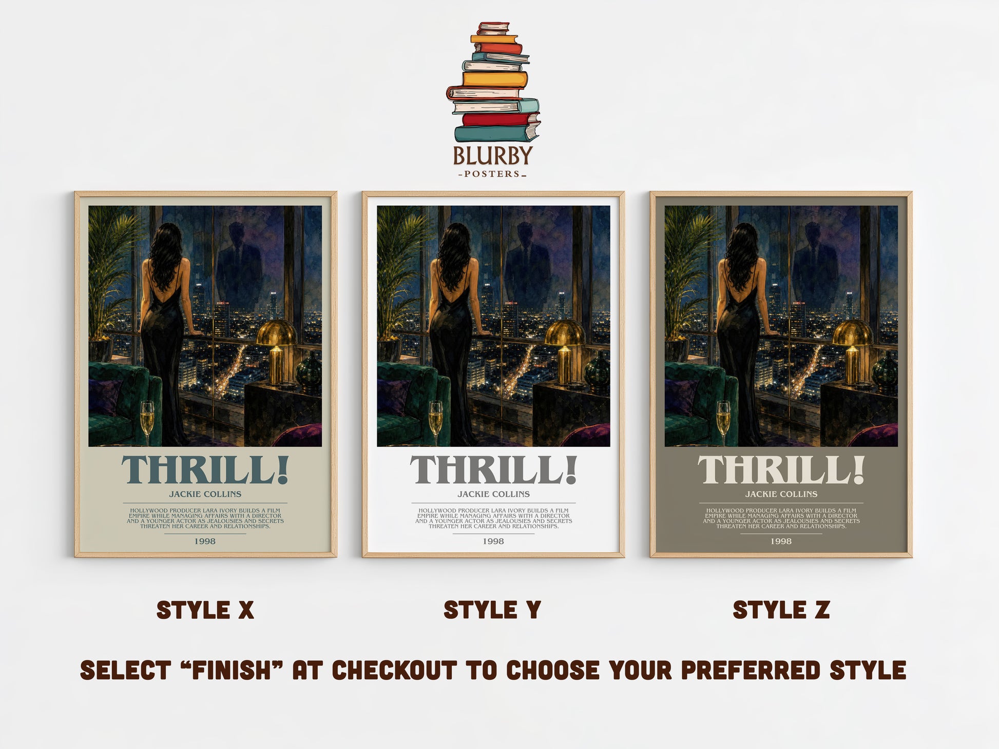 Thrill! bookish print in frame leaning in hallway – romance wall art