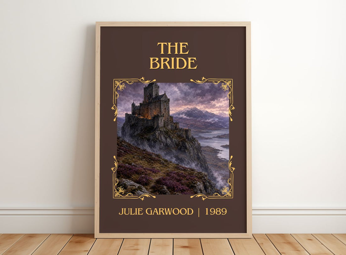 The Bride Classic Book Art Print by Julie Garwood – framed print leaning on a wooden floor