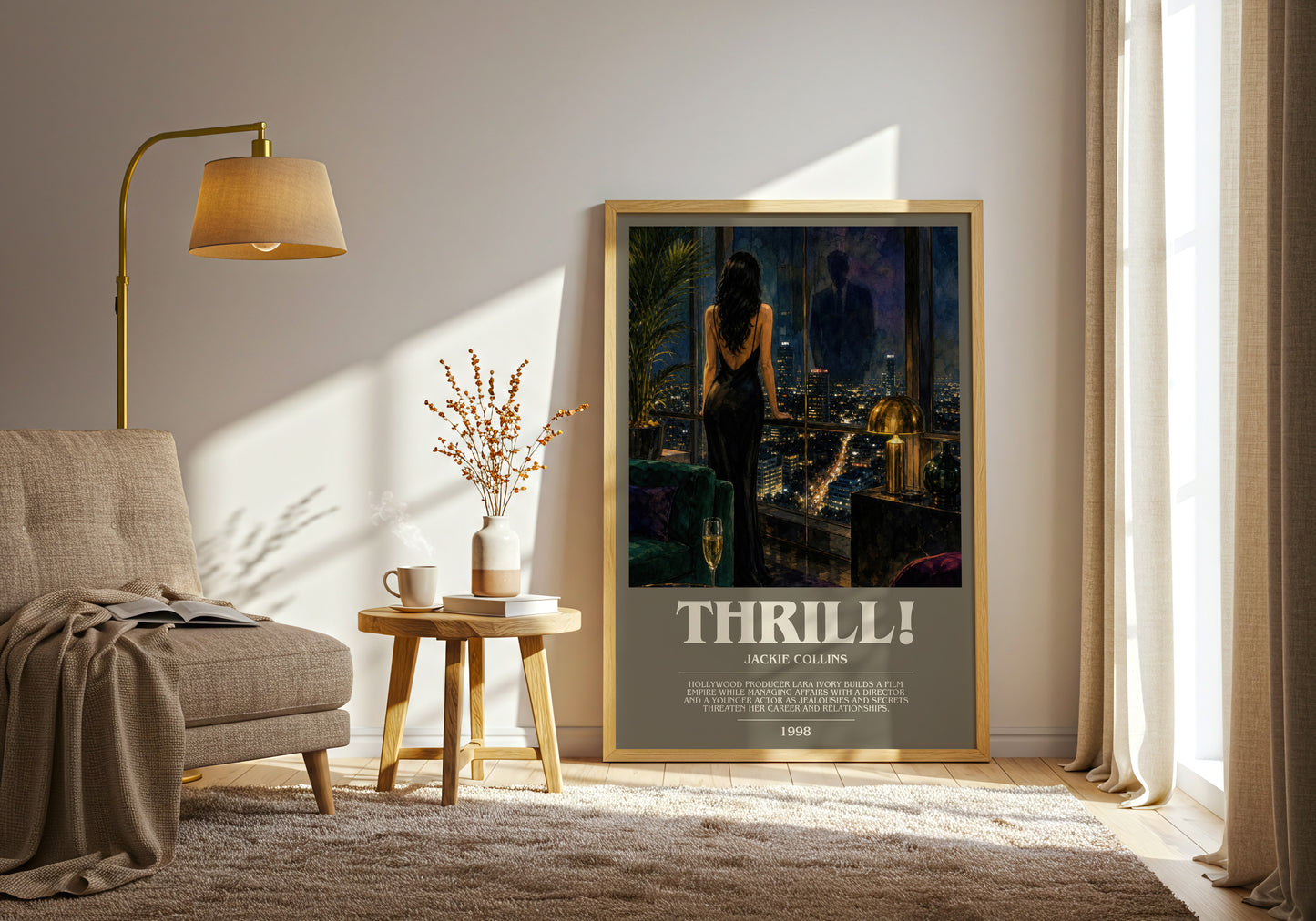 Thrill! bookish print on bookshelf – Jackie Collins fan gift