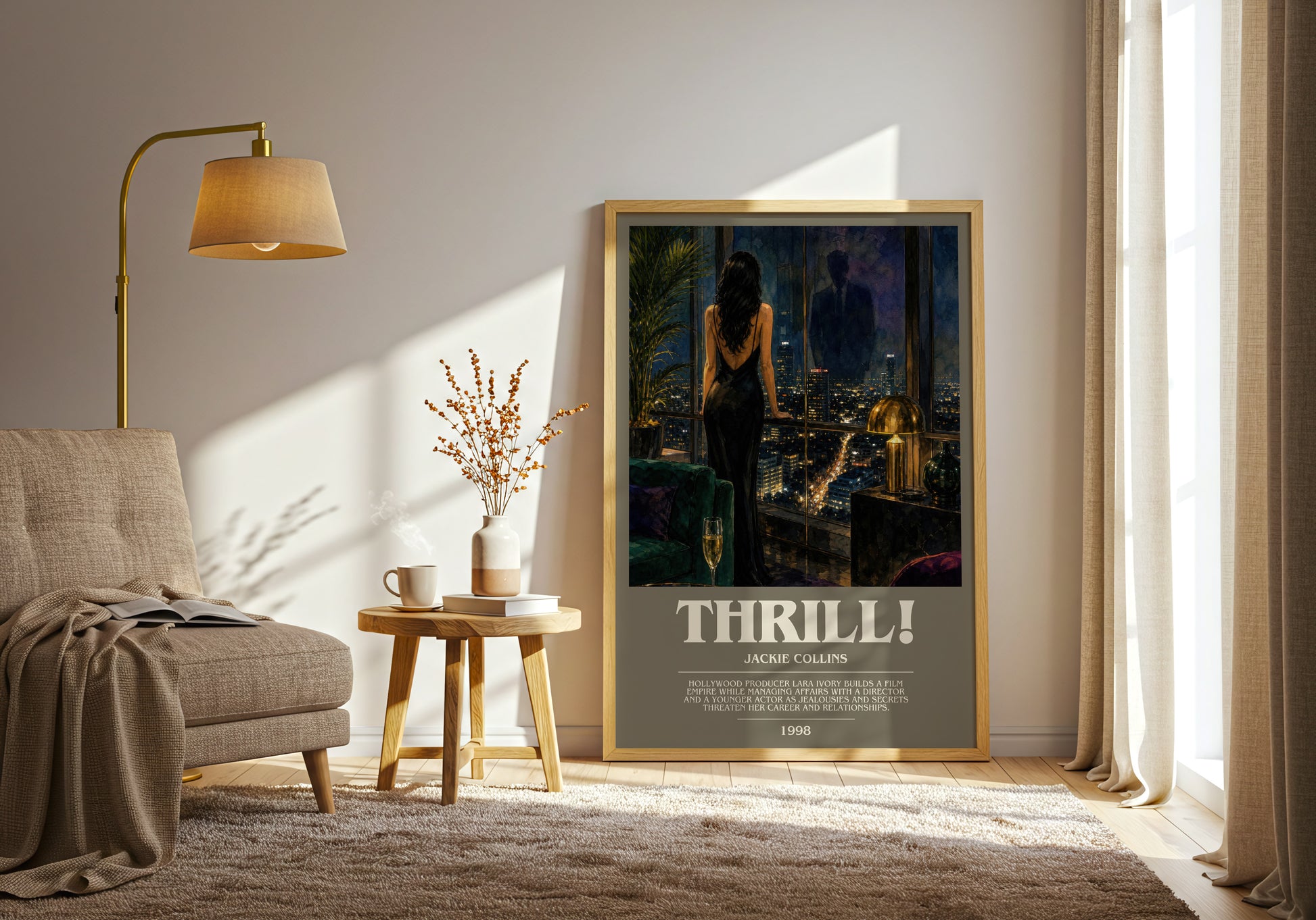 Thrill! bookish print on bookshelf – Jackie Collins fan gift
