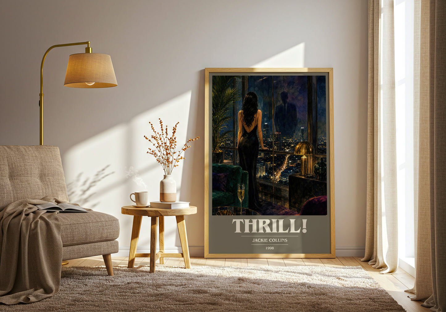 Thrill! book cover print on bookshelf – Jackie Collins fan gift