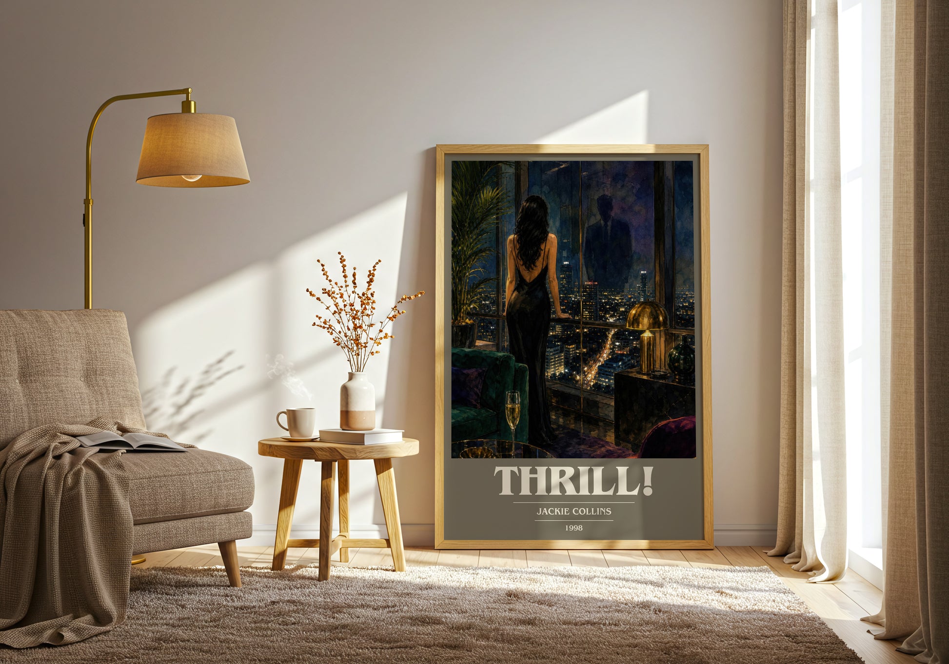 Thrill! book cover print on bookshelf – Jackie Collins fan gift