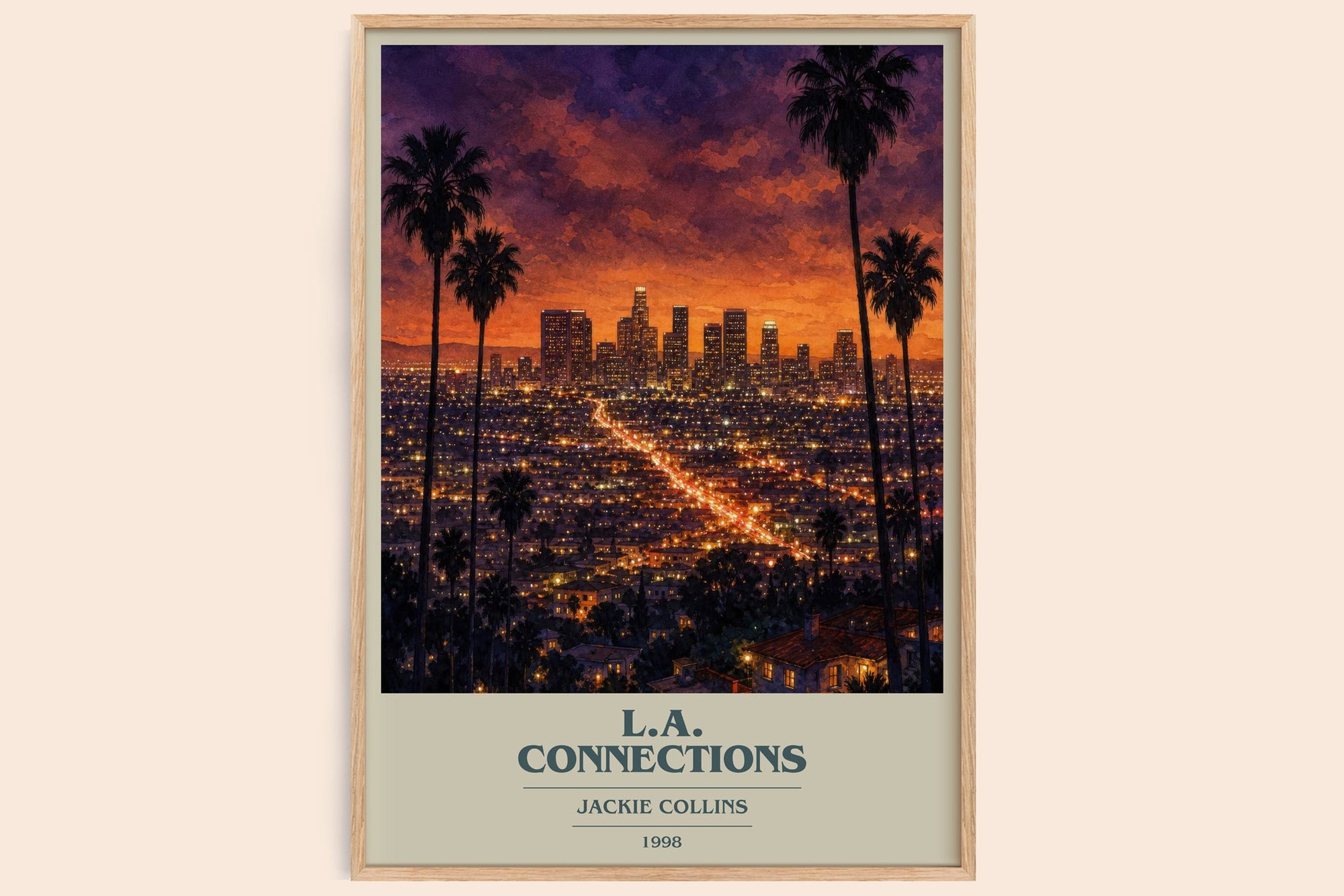 L.A. Connections book cover book poster by Jackie Collins – framed literary art print