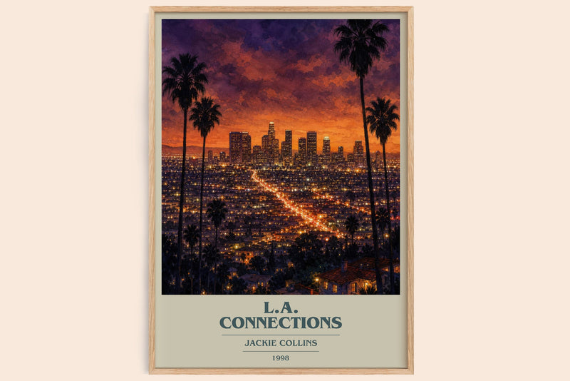 L.A. Connections book cover book poster by Jackie Collins – framed literary art print