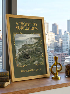 A Night to Surrender Classic Book Art Print by Tessa Dare – framed print on a city-view windowsill