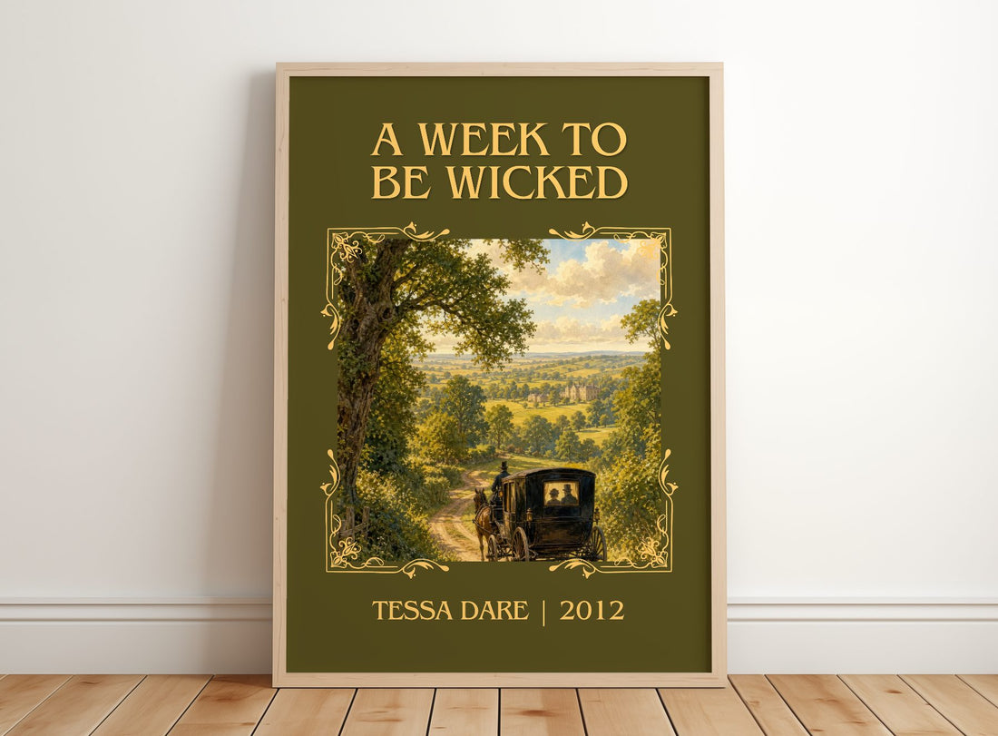 A Week to Be Wicked Classic Book Art Print by Tessa Dare – framed print leaning on a wooden floor