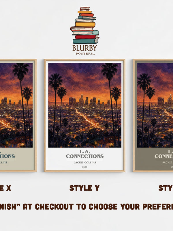 L.A. Connections book cover print in frame leaning in hallway – crime wall art