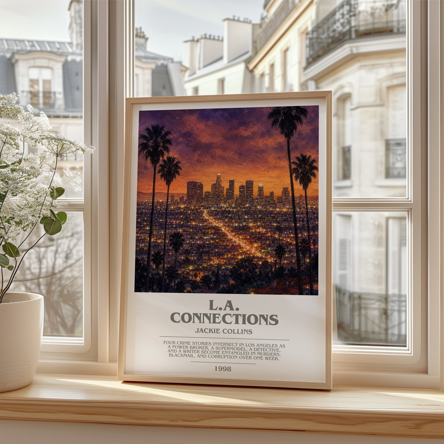 L.A. Connections bookish poster colour and style options – Jackie Collins book art