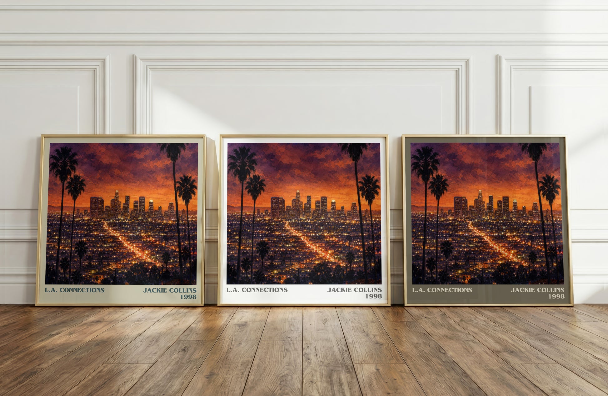 L.A. Connections literary art print colour and style options – Jackie Collins book art