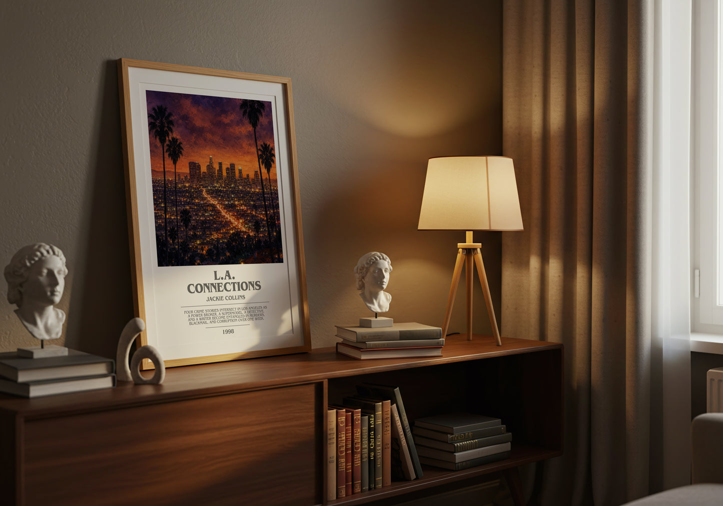L.A. Connections bookish book poster framed on wall – crime wall art