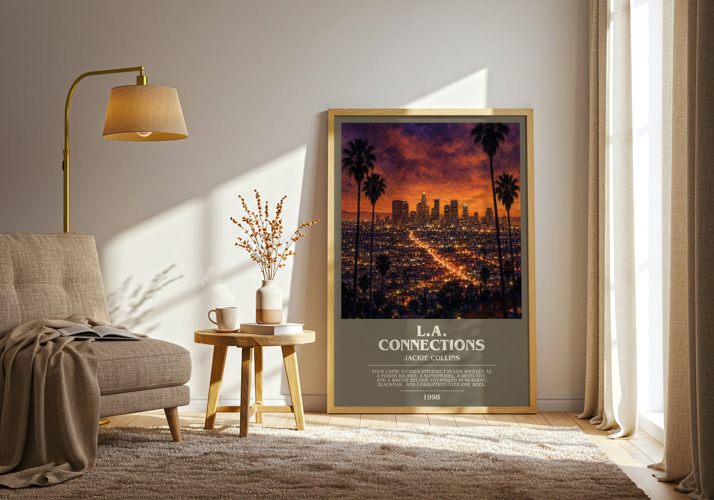 L.A. Connections bookish print on bookshelf – Jackie Collins fan gift