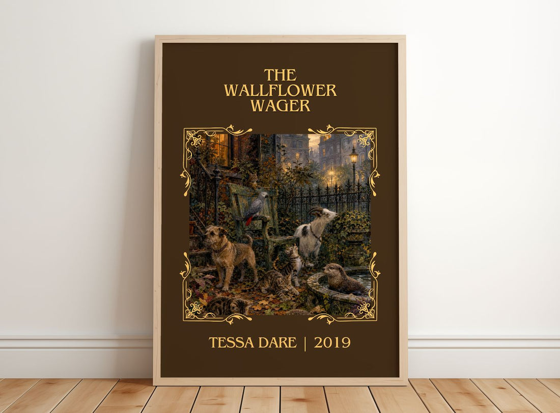 The Wallflower Wager Classic Book Art Print by Tessa Dare – framed print leaning on a wooden floor