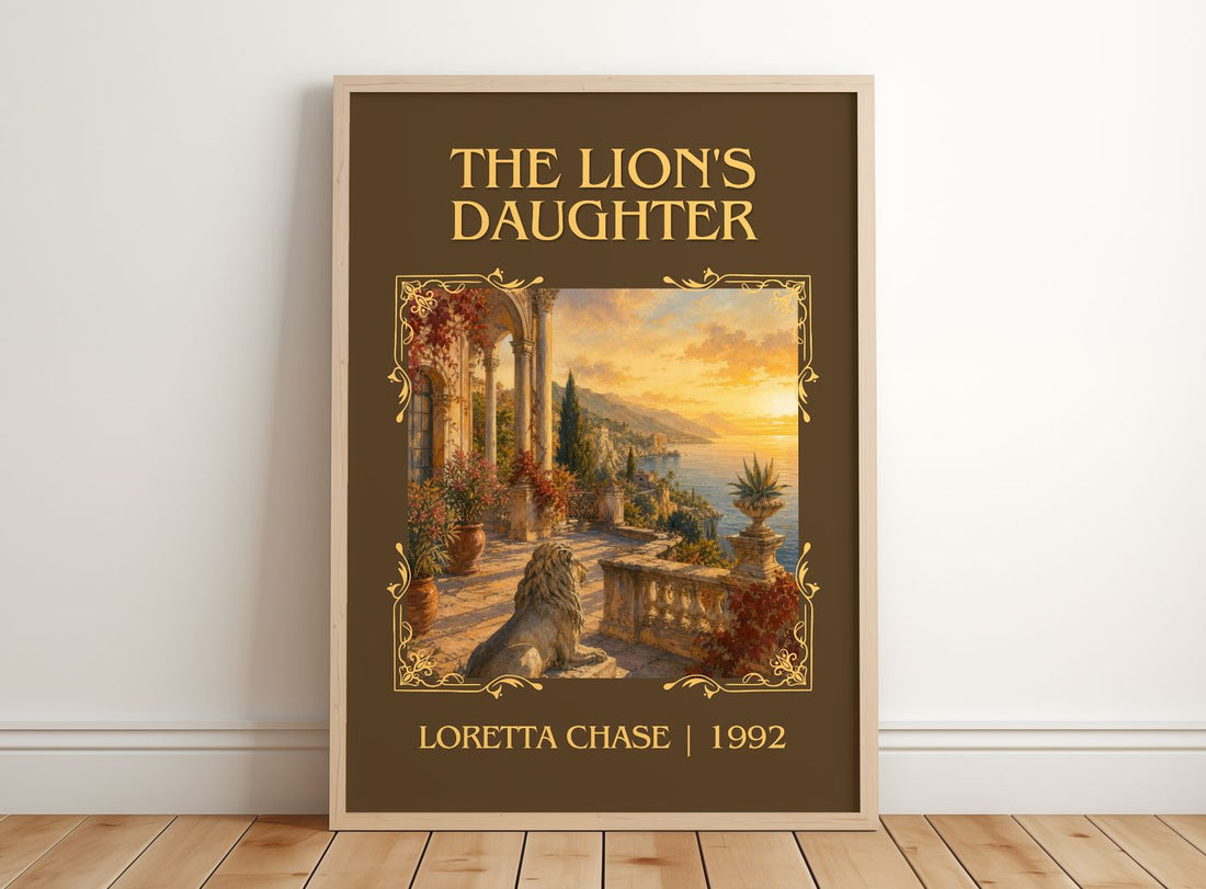 The Lion's Daughter Classic Book Art Print by Loretta Chase – framed print leaning on a wooden floor