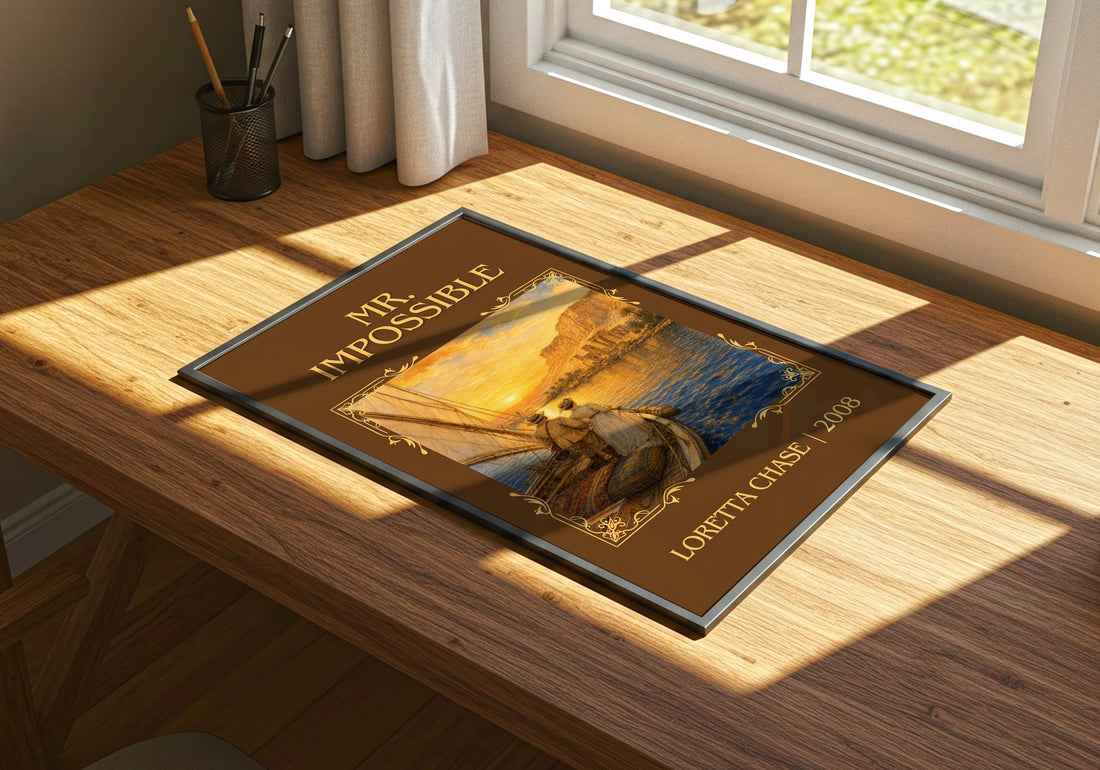 Mr. Impossible Classic Book Art Print by Loretta Chase – print on a sunlit desk