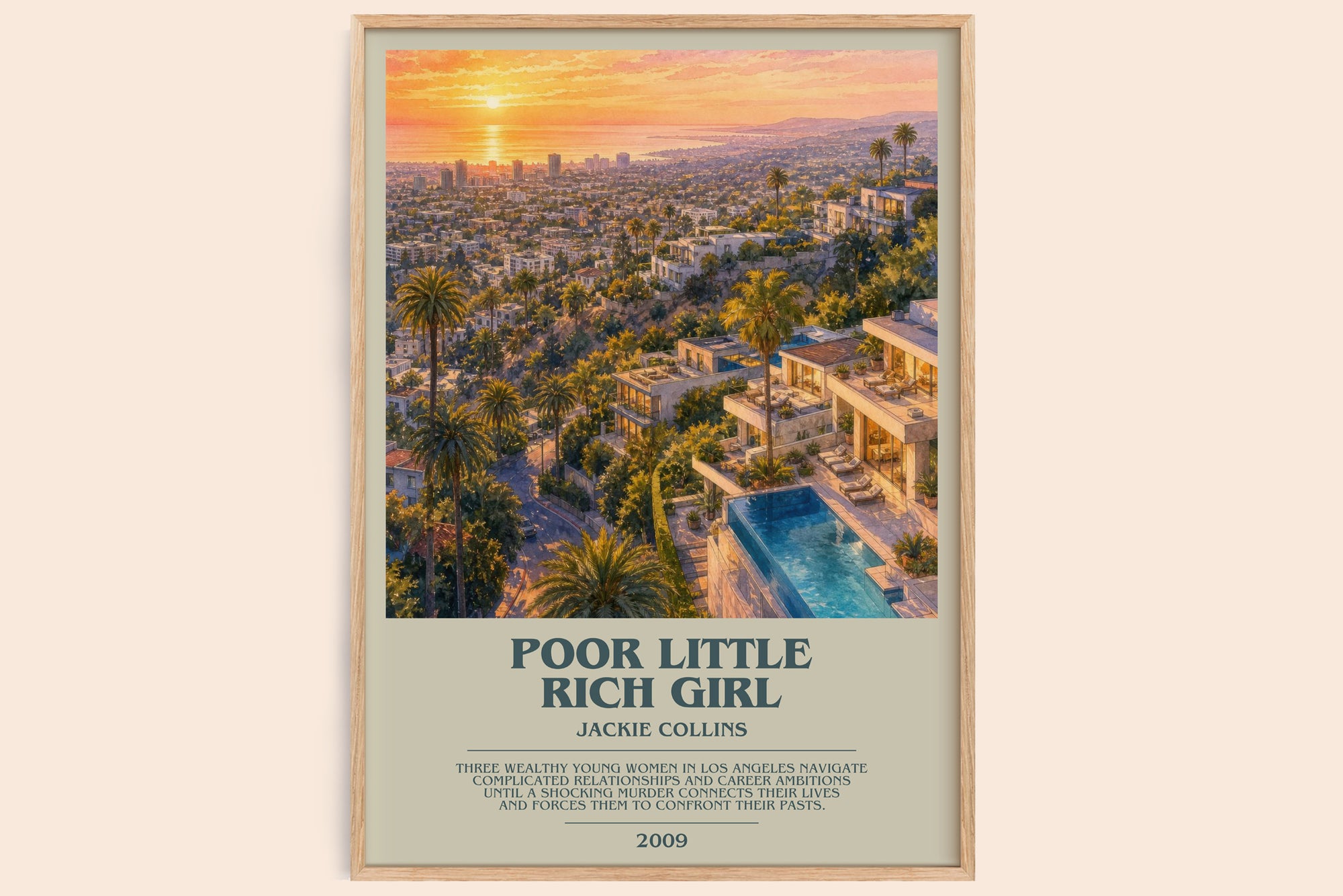 Poor Little Rich Girl bookish book poster by Jackie Collins – framed literary art print