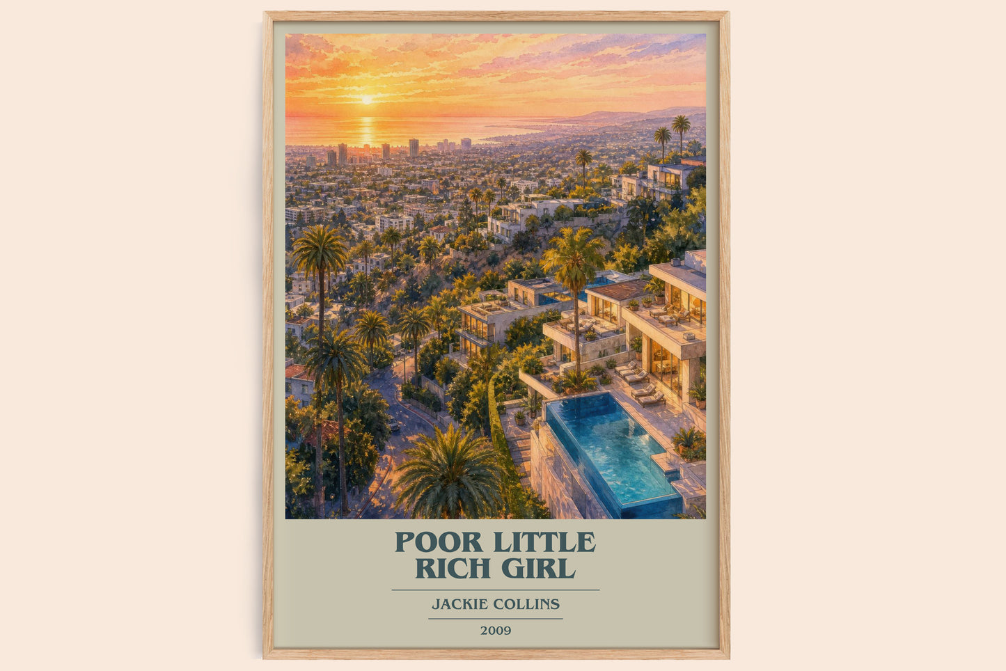 Poor Little Rich Girl book cover book poster by Jackie Collins – framed literary art print