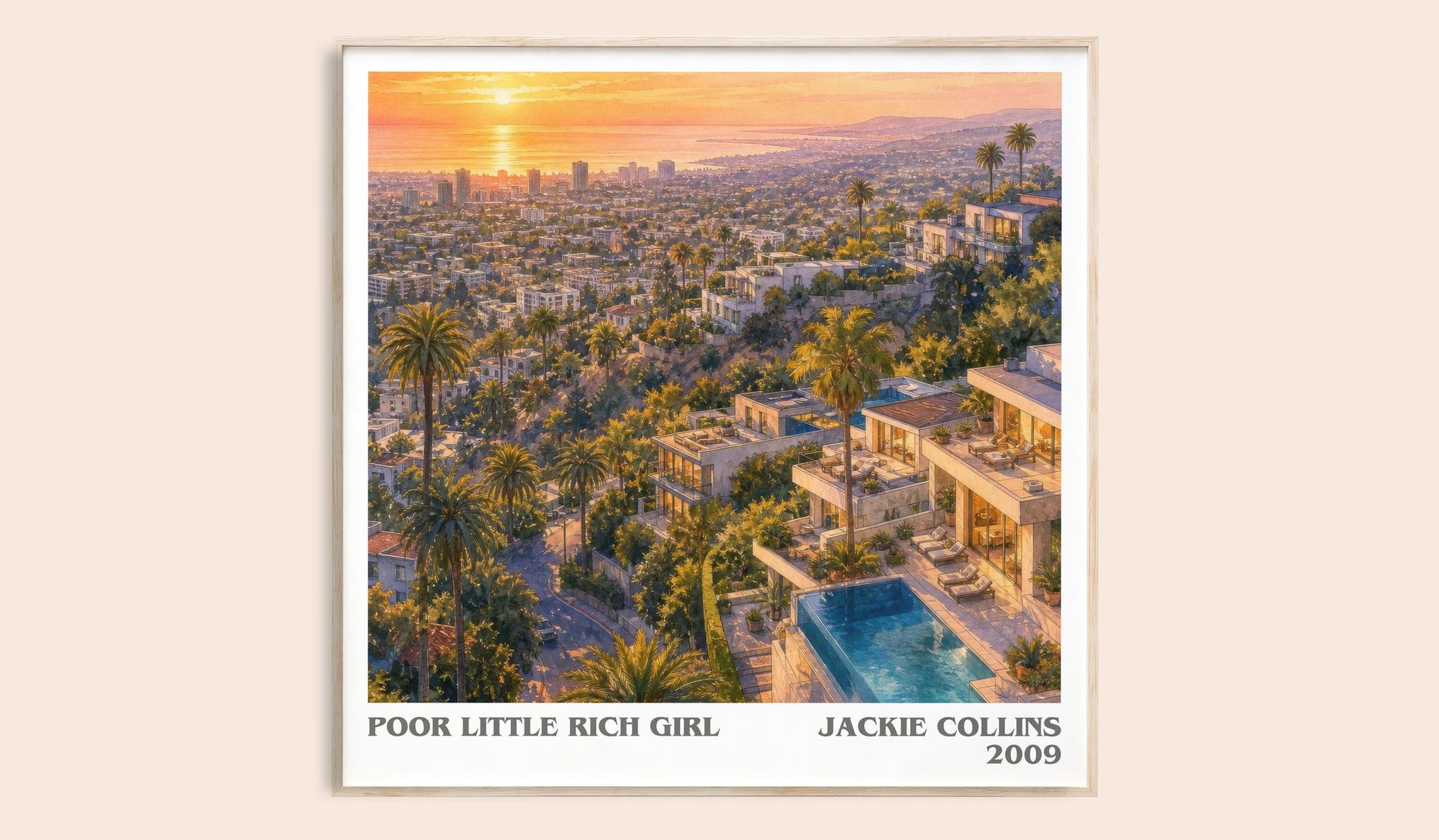 Poor Little Rich Girl literary book poster by Jackie Collins – framed literary art print